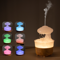 Diffuseur d'huiles essentielles en forme de nuage de pluie, humidificateur d'air électrique ultrasonique, télécommande LED, capacité de 230 ml, usage domestique