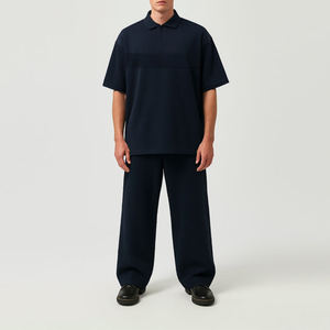 Survêtement minimaliste bleu marine pour hommes, vente en gros, avec design personnalisé, tenue deux pièces, streetwear, logo personnalisé OEM - Product Image 1