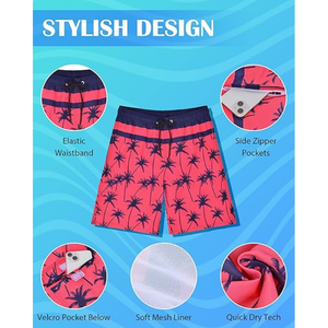 Shorts de Baño para Hombre con Estampado de Hojas Tropicales |   Traje de Baño Casual de Punto Transpirable con Cintura Elástica |   Secado Rápido y Elegante para el Verano - Product Image 2
