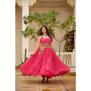 Designer Gamathi Work Navratri Gown Full Flair 12 Meter Garba & Dandiya Night Outfit Indian Festival Traditional Dress for Women - Product Image 1