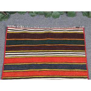 Tapis turc vintage, petit tapis de 1,7 x 2 pieds, tapis Kilim Ikat rouge - Product Image 3