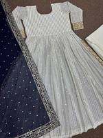 Nouvelle robe pakistanaise en faux georgette trois pièces, broderies et sequins, pour l'Aïd, 4 saisons, entièrement cousue, élégante pour femmes