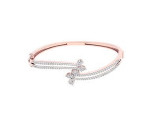 IGI Certified Lab Grown Round / Marquise & Pear Diamond Butterfly Designer <b>Bangle</b> <b>Bracelet</b> in 14K Yellow / White / Rose Gold - Product Image 3