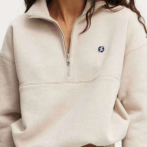 2025 Winter Fashion Outfits Clothes Pullover Sweatshirts Custom Patches <b>Women's</b> <b>Quarter</b> <b>Zip</b> Turtleneck with Front Logo - Product Image 3
