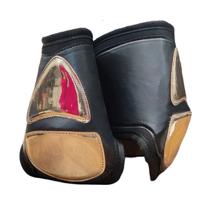Botas de Protección para Caballos, Negras con Placas Doradas, Malla de Tela, Color Personalizable, Botas Protectoras para Patas de Equinos para Entrenamiento de Equitación - Product Image 1