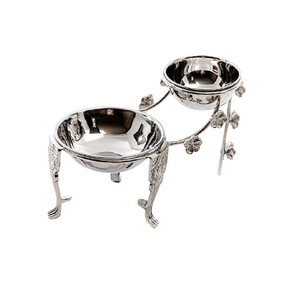 <b>Set</b> Of 2 Stainless Steel Dry Fruits Serving <b>Bowl</b> With Aluminium Stand Deluxe Quality <b>Dessert</b> Serving <b>Bowl</b> - Product Image 1