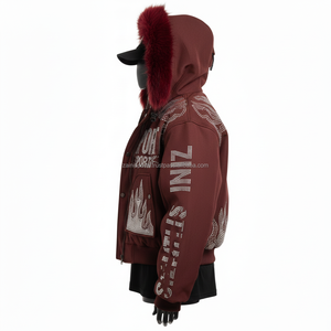Women Softshell <b>Jacket</b> Warm Maroon Hooded Style with <b>Rhinestone</b> Flame Panels and Custom Logo Design Women Softshell <b>Jacket</b> - Product Image 3