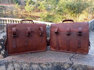 Ensemble de 2 sacoches de selle de vélo de sport de style vintage à la mode Sac de selle de vélo élégant en cuir véritable motif bonbon marron - Product Image 3