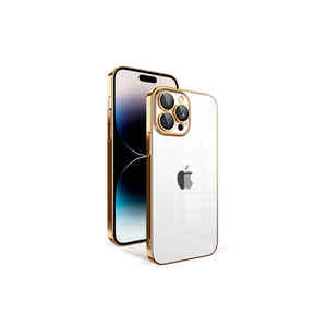 Coque en silicone souple Netzy Luxury Gold Edition pour iPhone 14 Pro avec cadre coloré et protection de l'appareil photo, emballage de vente au détail - Product Image 1