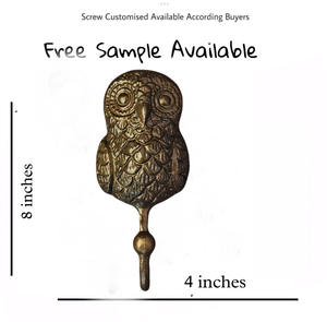 Porte-clés accroche-manteau et chapeau mural hibou en fonte antique - Product Image 3