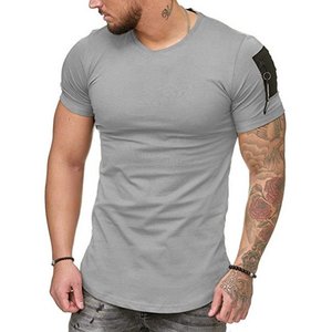 เสื้อยืดแฟชั่นอเมริกัน240GSM วิ่งเข้ายิมผู้ชายเสื้อ100% แขนสั้นลำลองทรงพอดีตัวผ้าคอตตอนสีพื้น - Product Image 6