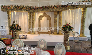 การต้อนรับสีขาวที่หรูหราการตกแต่งเวทีสำหรับเอเชียใต้และศรีลังกางานแต่งงานสำหรับงานเลี้ยงและพิธี - Product Image 3