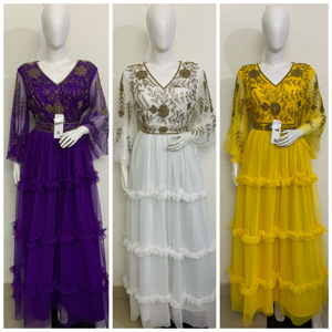 Robe de soirée sexy pour boîte de nuit, tenue de soirée en filet évasé, tenue de soirée en club, vêtements vintage à paillettes brodés à la main pour femmes - Product Image 4