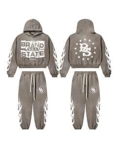 Pull à capuche imprimé rétro pour hommes en tissu éponge surdimensionné Hipster Long Puff Technics Survêtements de printemps Streetwear cordon de serrage - Product Image 3