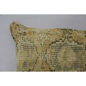 Tapis Kantha en laine beige de 16x48 pouces tissé avec un oreiller à motif vintage rustique - Product Image 2