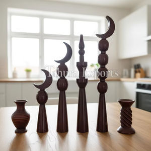 Elegante conjunto de decoración de Ramadán de luna creciente de madera, decoración islámica hecha a mano para el hogar, adorno de madera Eid - Product Image 1