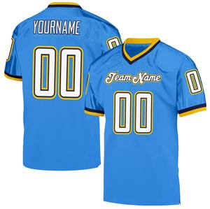 Camiseta de Fútbol Retro Azul Claro con Cuello en V para Hombre - 100% Poliéster, Nombre del Equipo Personalizable, Talla Grande, Corte Holgado - Product Image 3