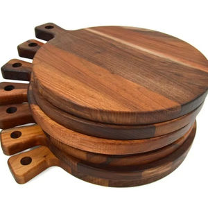 Tabla de cortar cuadrada de madera de acacia, mango grueso de 1,5 cm, ecológica, apta para lavavajillas - Product Image 1