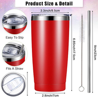Gobelet personnalisé en acier inoxydable à base de poudre plaqué arc-en-ciel de 20 oz avec paille gobelet plaqué or gravable au laser de 20 oz