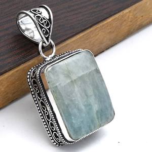 Collier pendentif en pierres précieuses aigue-marine naturelle tendance pour femmes bijoux en laiton assortis de pierres précieuses naturelles pour les fêtes chrétiennes - Product Image 3