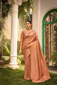 El último Sari tejido de seda satinada pura de diseñador de Fab Zone - Product Image 2