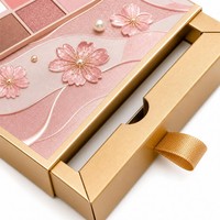 Boîte à tiroir en papier rigide de luxe pour emballage cadeau cosmétique, palette de fards à paupières, ensemble de maquillage, rose doré