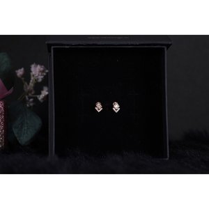 NOVAMART Fine <b>SILVERINGS</b> 925 STERLING WHITE GOLD & ROSE EARRINGS Elizabeth <b>Studs</b> with Diamond Flower Pattern for Weddings Wholes - Product Image 2