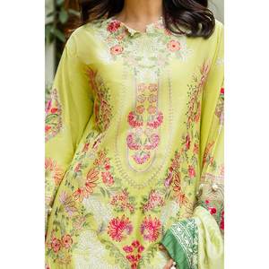 ชุดผ้าลอนปักลายสำหรับใส่ทุกวันแบบ 3 ชิ้น ไม่ได้เย็บติดกัน พร้อมผ้าคลุมไหล่ผ้าไหมทัสซาร์พิมพ์ลายดิจิทัล รุ่น SP-52024 - Product Image 3