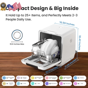 เครื่องล้างจานแบบตั้งโต๊ะแบบพกพาพร้อมถังเก็บน้ำในตัวขนาด 6 ลิตร - Product Image 3