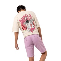 Vente en gros T-shirt imprimé bouffant pour hommes surdimensionné personnalisé 100% coton avec col rond et épaule tombante Service OEM