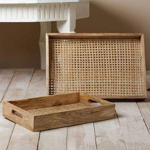 Maravillosa bandeja de servicio de ratán de bambú, bandeja decorativa hecha a mano para mesa de almacenamiento, decoración del hogar de granja - Product Image 2