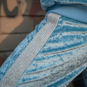 Custom <b>Y2K</b> Streetwear Women Velvet Tracksuit Icy Blue Two Piece Set Skinny <b>Hoodie</b> Short Above Knee Joggers - Product Image 4