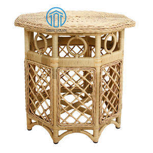 Wicker Outdoor Octagonal Side <b>Table</b> Natural Rattan Octagonal <b>Cocktail</b> <b>Table</b> Handmade From Artex - Product Image 2