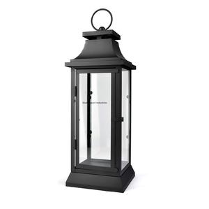 Linterna de vela de Metal y vidrio con revestimiento negro para iluminación de hogar y jardín, suelo decorativo y linternas colgantes - Product Image 1