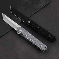 Couteau de survie pliable tactique de camping à lame en aluminium oxydé noir