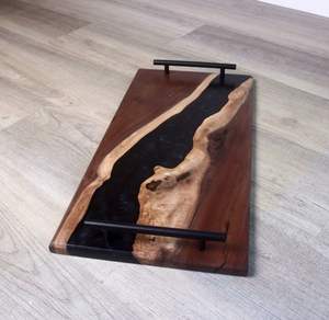 Customized Luxury Modern Acacia <b>Wood</b> Epoxy <b>Resin</b> Decorative Tray <b>for</b> Serving Wholesale Available Kitchen Accessories - Product Image 3