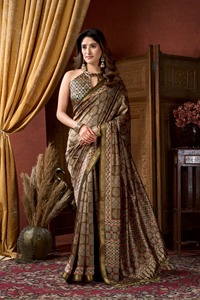 คอลเลกชันผ้าส่าหรีผ้าซาตินไหมพิมพ์ลายดิจิทัลล่าสุดจากนักออกแบบบอลลีวูด  งานทันสมัยสำหรับเจ้าสาว จากบูติกอินเดีย - Product Image 4