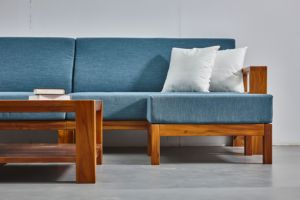 Sofá de 4 plazas con marco de madera de teca de estilo Simple clásico, juego de muebles para sala de estar, juego de sofá de jardín - Product Image 4