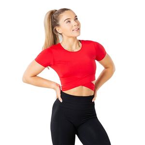 Nuevo Diseño, Precio de Fábrica al por Mayor, Camisetas Deportivas de Verano para Mujer, Cuello Redondo, Corte Ajustado, para Gimnasio y Entrenamiento - Product Image 5