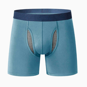 Calzoncillos bóxer de algodón transpirable para hombre, logotipo personalizado, venta al por mayor de fábrica, ropa interior cómoda de estilo deportivo de Color sólido - Product Image 4