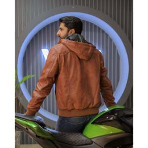 Blouson Bomber en Cuir Véritable Détachable à Capuche SF002H Marron Ionique Taille XS Fourniture ODM Cuir de Vache Peau de Mouton Peau d'Agneau - Product Image 5