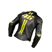 Jaket Motor Musim Dingin VR46 Unisex Slim dari Kulit PU dengan Kerah Tegak, Tahan Angin, dan Penutup Ritsleting