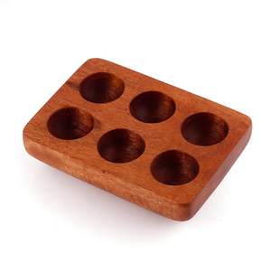 Plateau à oeufs en bois d'acacia avec 6 trous Porte-oeufs en bois rustique portable et récipient de stockage pour la cuisine - Product Image 3