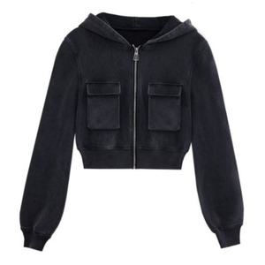 บริการ OEM ผู้หญิงที่กําหนดเองชุดวินเทจหินกรดล้างเฮฟวี่เวท Sweatsuit ซิปที่กําหนดเองและกางเกงวอร์มสองชิ้นสําหรับสุภาพสตรี - Product Image 5