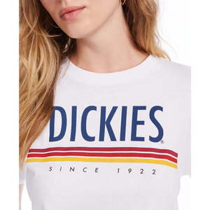 T-shirt Donna Dickies in Cotone Bianco con Logo, Vestibilità Slim, Taglie XS-XL, in Jersey Traspirante, Lunghezza Corta, Stile Sexy con Scritta - Product Image 3