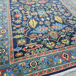 Oshak พรมขนสัตว์คุณภาพระดับพรีเมี่ยมพรมวูลฮาริซดีไซน์หรูหรูหรู8x10พรมสีน้ำเงินสีเหลืองโบราณปูพื้นหรูหราครอบคลุมห้องสวดมนต์ - Product Image 1