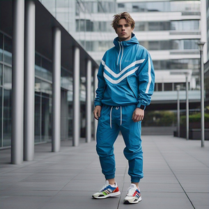 Nouveau modèle Survêtement coupe-vent Veste de pluie personnalisée pour homme Ensembles de pantalons Street Style Wind Breaker Survêtement pour homme - Product Image 6