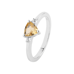 Women's 925 Sterling Silver Shah Gems <b>Ring</b> with Natural <b>Citrine</b> and White Topaz Pear Cut Statement Shape for Engagement - Product Image 1