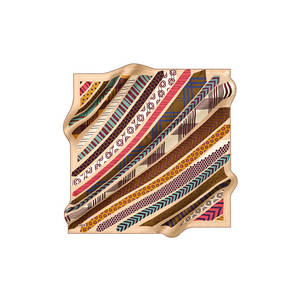 Geometric Patterned Silk Crepe Satin Square Scarf 90x90 - Product Image 1