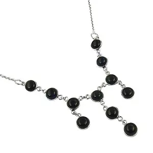 925 Sterling Silver <b>Beaded</b> <b>Necklace</b> with Black Onyx Fashionable Gift Jewelry for Women - Product Image 2